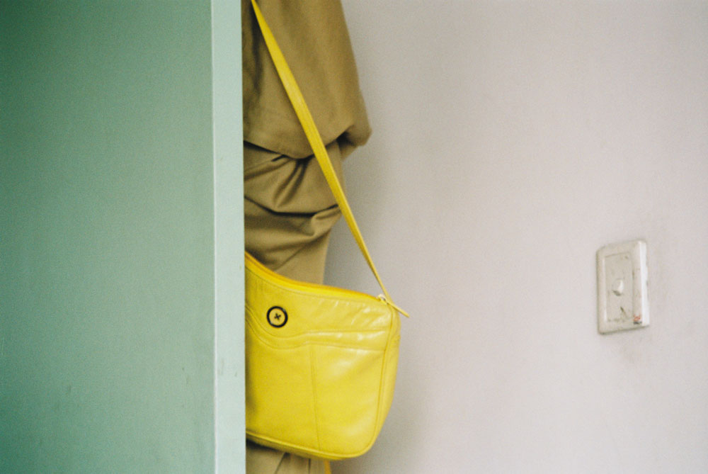 bag behind door